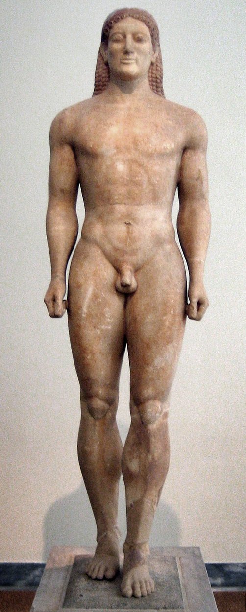 Kouros de Anavysos, escultura arcaica griega de hacia el 530 a.C.