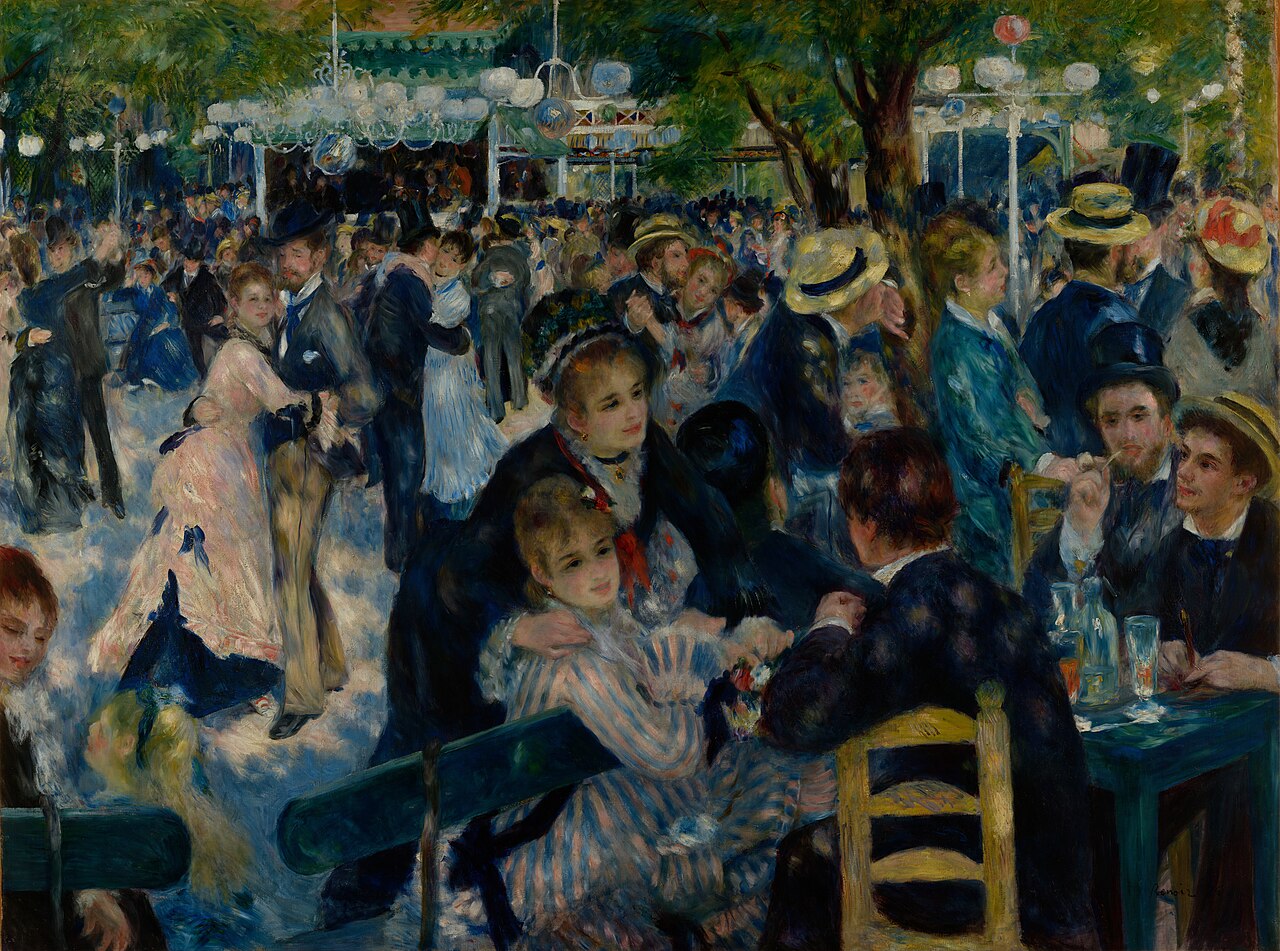 Baile en el Moulin de la Galette, de Pierre-Auguste Renoir (1876), óleo impresionista